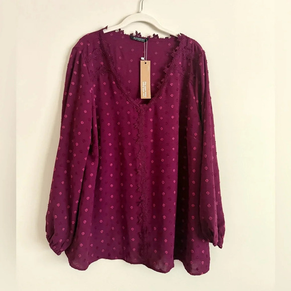 Bloomchic Peasant Blouse - Fuchsia Dot Design Size 14/16 - Picture 1 of 12
